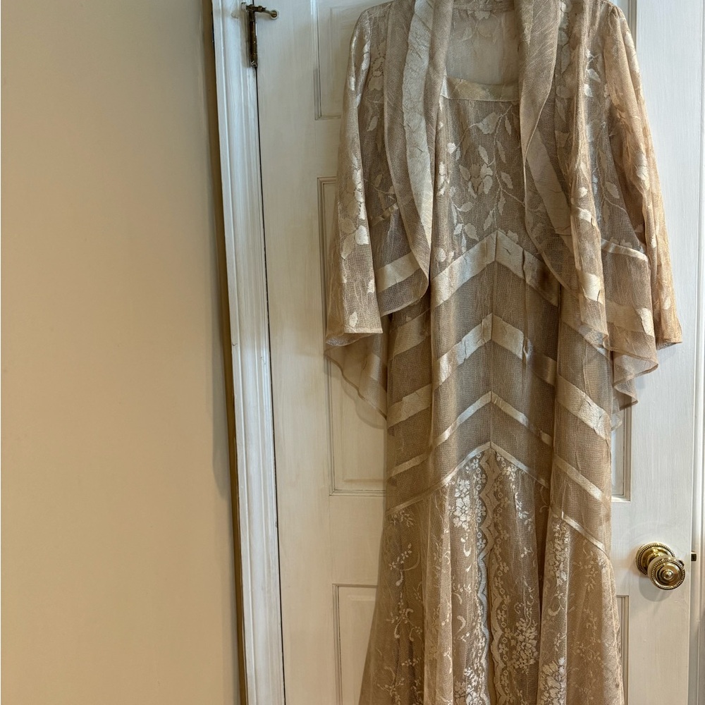 Damianou Gold Lace Maxi Dress and Jacket 2 Piece Dress & Jacket